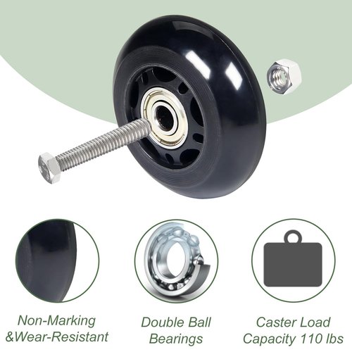 3" x 1" 4Pcs Chair Caster Wheels 3 Inch PU Caster Wheels Just Wheel, 1 inch Width, 75mm Plate Casters, Roller Wheel with Bearing Office Chair Wheels Storage Cart Rolling Cart