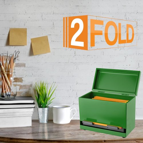 2Fold Pencil Dispenser for Classroom - Stainless Steel Bulk Pencil Holder for Desk - Includes Removable Label Stickers - Teacher Must Haves for Organization - Holds up to 200 Pencils (Green)