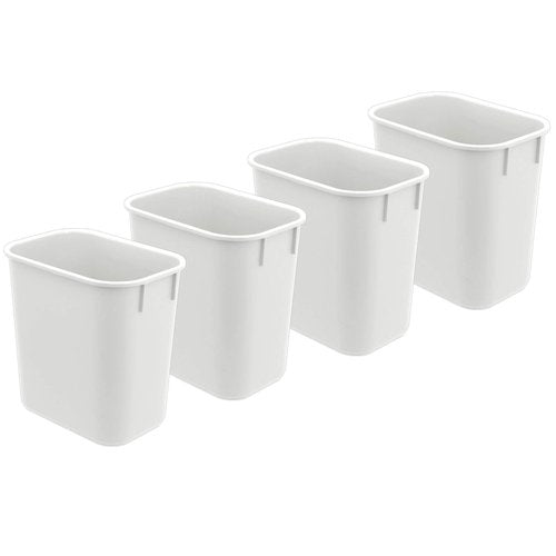 Acrimet Wastebasket, Deskside Bin, 3.25 Gallon/13 Quart/ 12 Liter (Plastic) (White Color) (Set of 4)