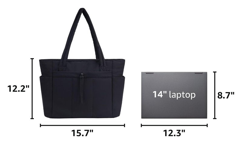 Wandering Nature Puffer Tote Bag with Cup Holder & Laptop Compartment & Trolley Sleeve for Travel, Work, Nurse, Women