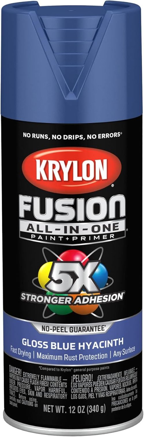 Krylon Fusion All-In-One Spray Paint - Indoor/Outdoor Use, 12 oz, Blue Hyacinth Color