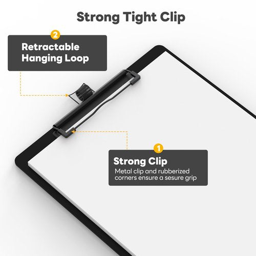 Juvealoe Legal Size Clipboard with Pen Holder, 8.5 x 14 Black Plastic Long Clip Board with Low Profile Clip, 9 x 15 in, Suitable for Legal Lawers and Business, Office Supply(Pack of 25)