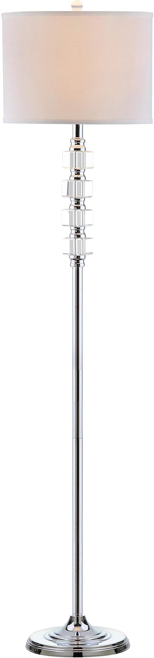 SAFAVIEH Lighting Collection Lombard Street Clear Crystal/ Chrome 60-inch Living Room Bedroom Home Office Standing Floor Lamp (LED Bulb Included)