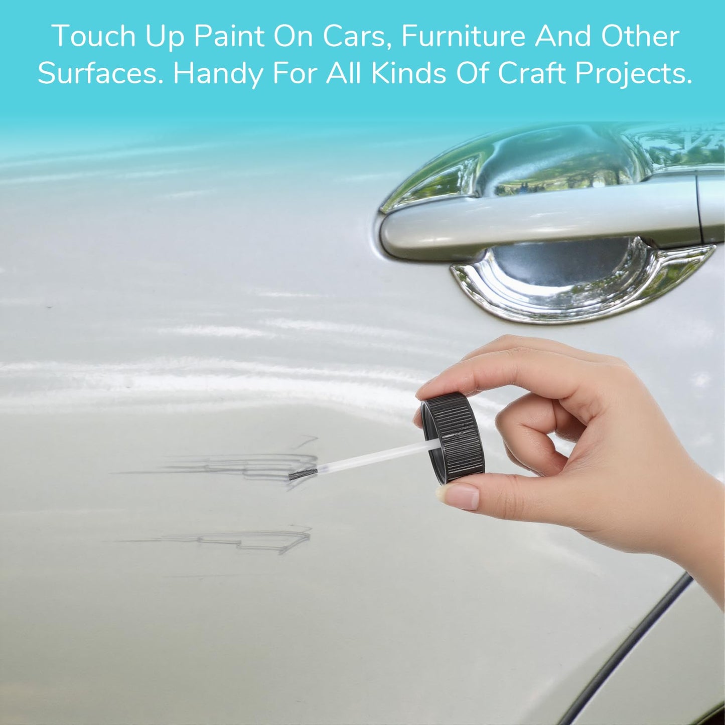 6 Pcs Paint Touch Up Bottles with Safety Lids, 1 Oz & 2 Oz Leftover Paint Storage Can with Mixing Ball, Brush Vehicle Paints Chip Repair Applicator for Fixing Car Scratches, Damage