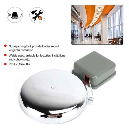 8inch Electric Time Bell, Electric Bell Ringer Electric Multipurpose Supply for School Factory Household Sensors & Alarms