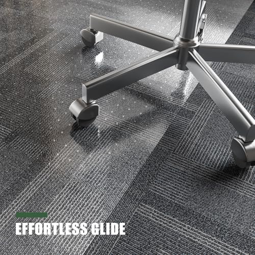 Office Chair Mat for Carpet, tixpol 46" x 60" Chair Mat for Carpeted Floors, Non-Slip Carpet Protector Floor Mat with Grips, Heavy-Duty Rolling Under Desk Mat for Home Office and Gaming (Clear)