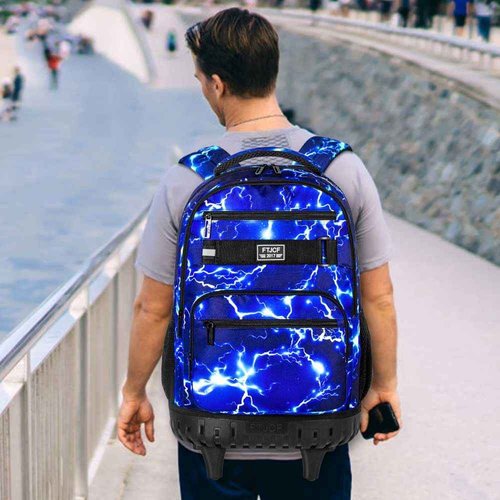 AGSDON Rolling Backpack for Boys, Men Roller Wheels Bookbag, Laptop Lightning Wheeled School Bag with Wheels for Teens