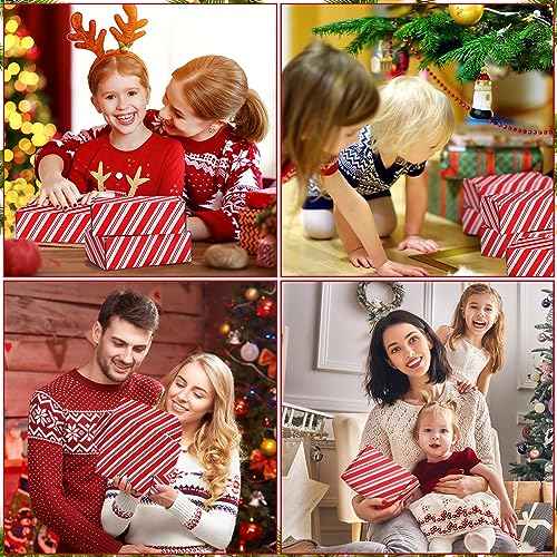 Tenceur 24 Pcs Christmas Gift Box with Lid 6 x 4 x 2 Inch Small Corrugated Cardboard paper Boxes Small Business Gift Packaging Mailing Supplies Recyclable Mailer Box, Red White Striped