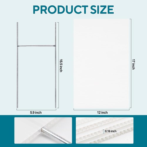 Skiennix 10 Pack Lawn Signs - Blank Corrugated Plastic Yard Signs 17x12 Inches with Stakes for Events