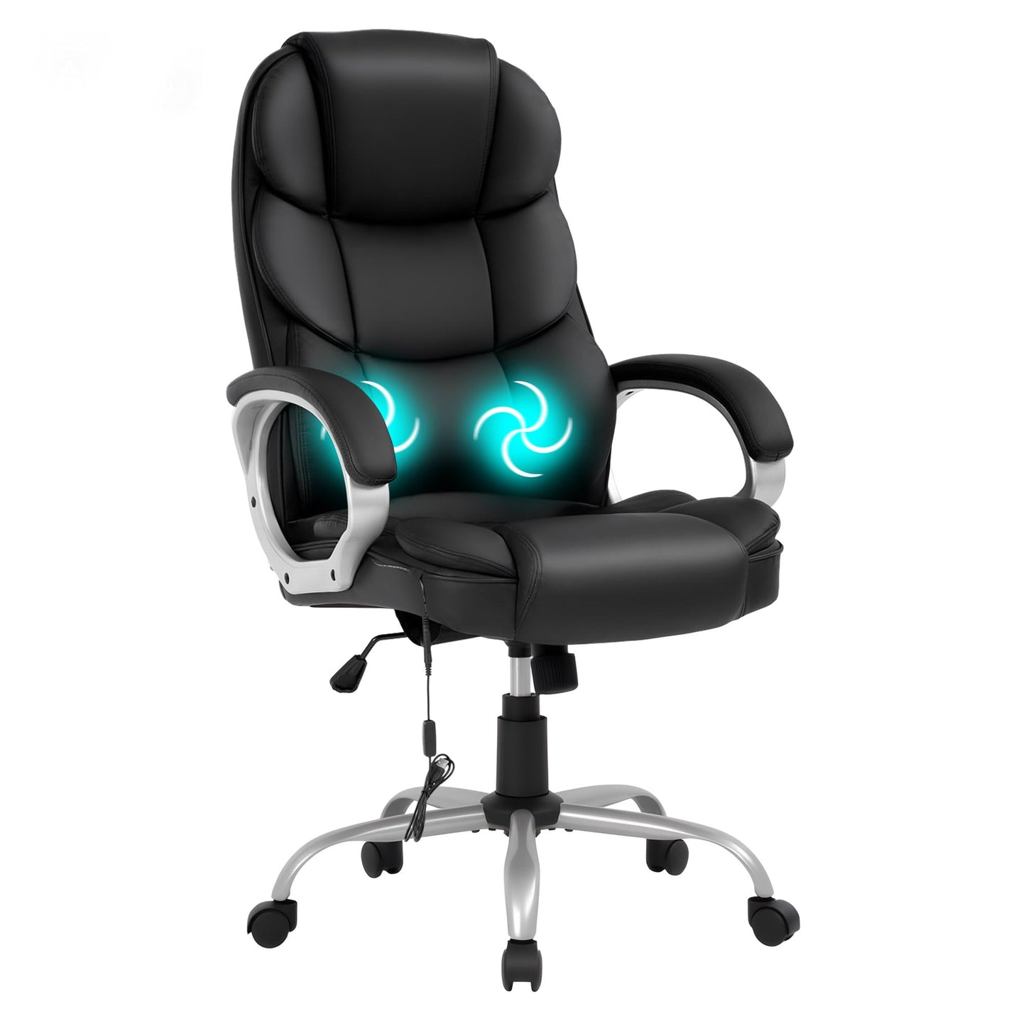 FDW Office Chair Computer High Back Adjustable Ergonomic Desk Chair Executive PU Leather Swivel Task Chair with Armrests Lumbar Support (Dark Black)