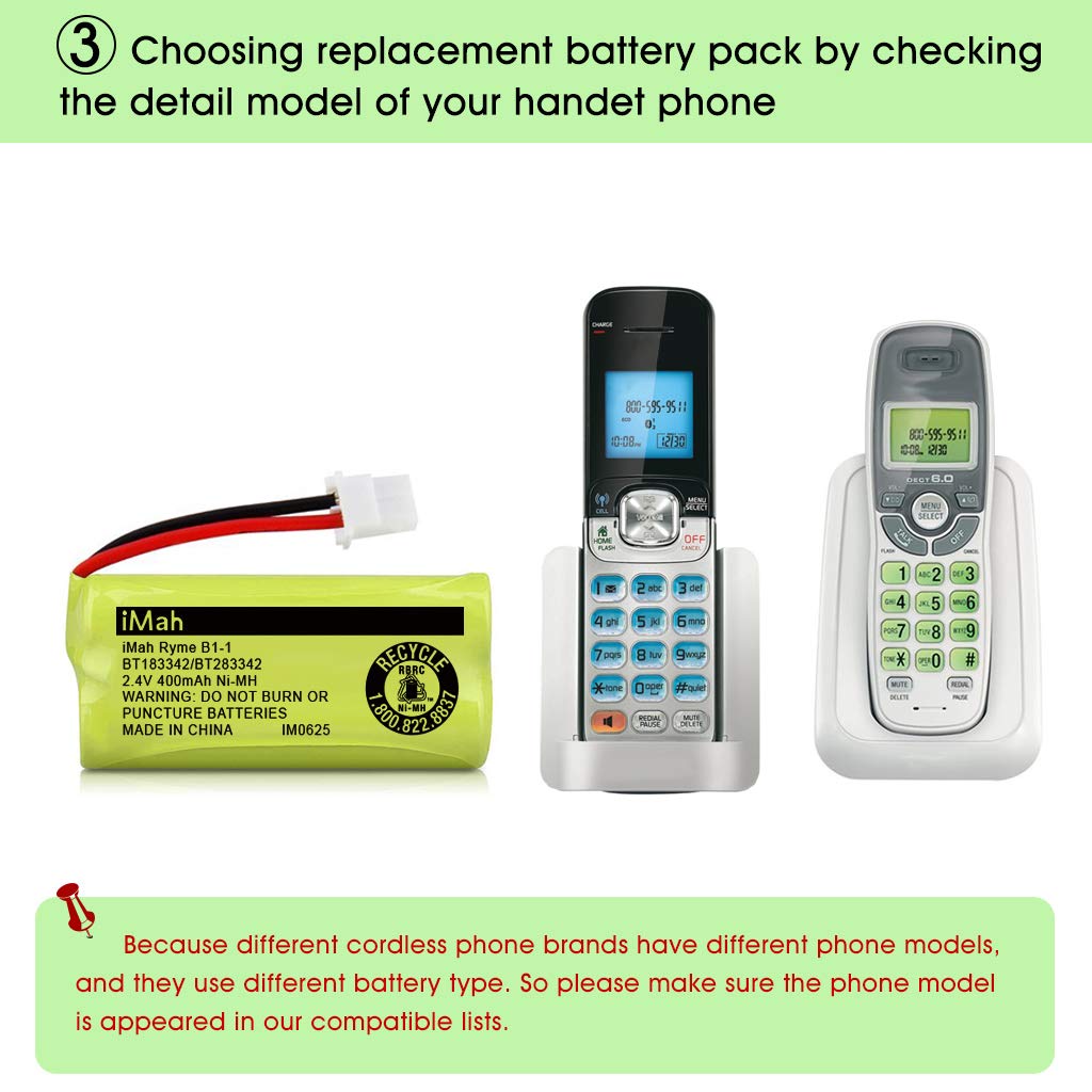 iMah BT183342/BT283342 BT166342/BT266342 BT162342/BT262342 Cordless Phone Battery Compatible for VTech CS6114 CS6419 CS6719 CS6719-2 AT&T EL52300 CL80112, 4-Pack