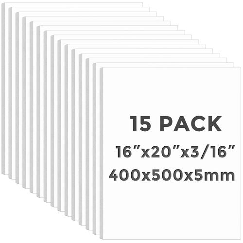 CREGEAR CreGear Foam Board 16 x 20 x 3/16", 15 Pack White Poster Board Lightweight Signboard Foamboard for Crafts, Framing, Art, Display, Presentation