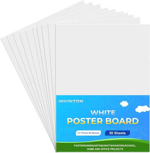 50Pcs White Poster Board by [Brand Name] - 11x17, 240G Thickness for Arts & Crafts, Signs, DIY Projects