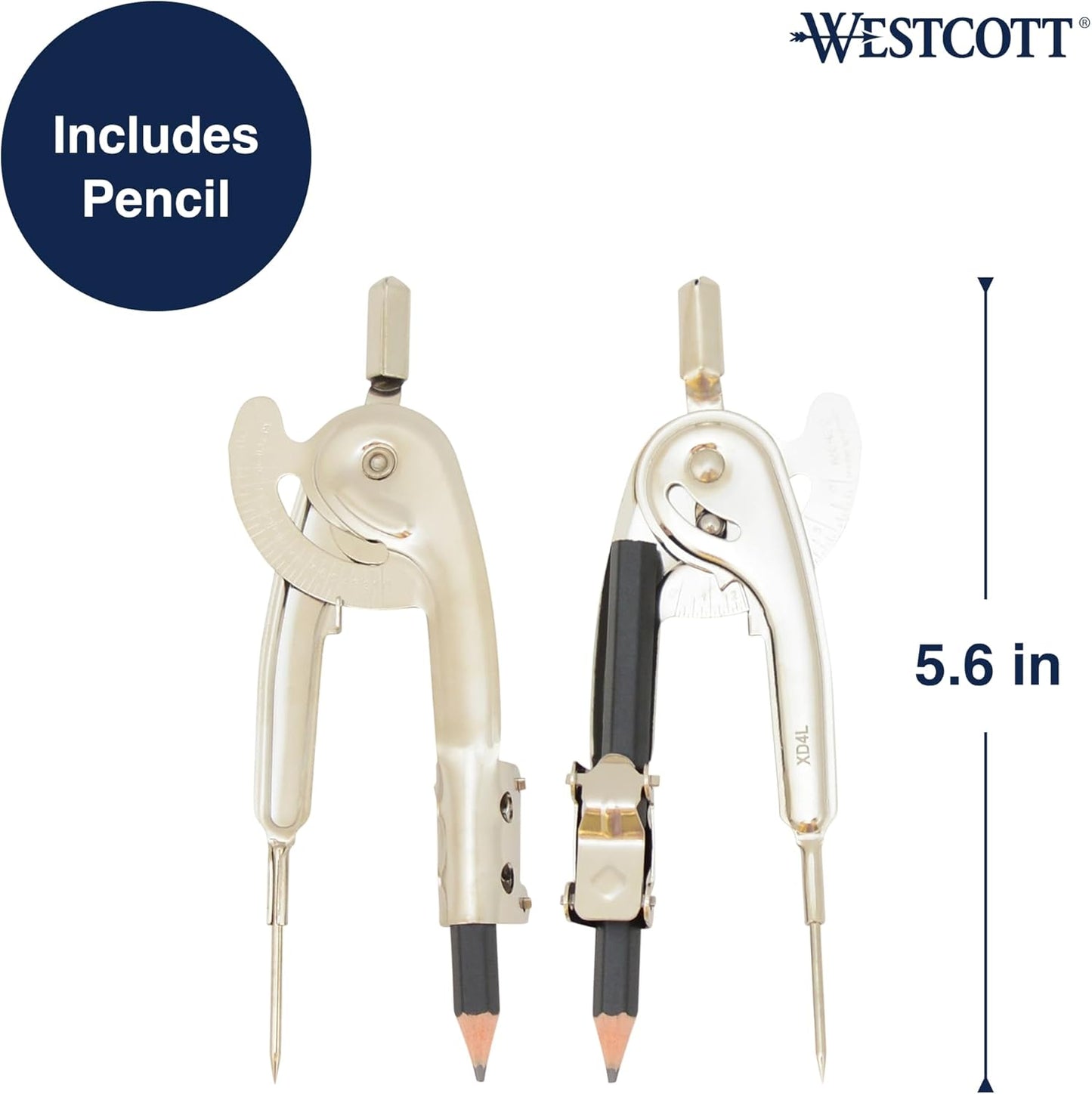 Westcott Nickel-Plated Ball Bearing Compass - Professional Drawing Tool for Circles Up to 13 Inches