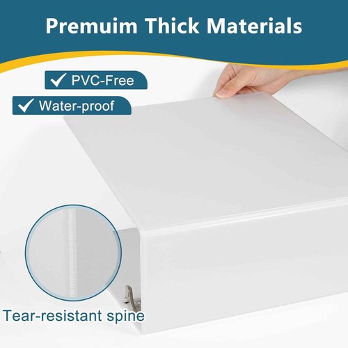 CIXILDTS 5-Inch 3 Ring Binder, Standard 5" Slant-D Ring Binder Fit Letter Size Paper, Presentation View Binders, White, 2-Pack