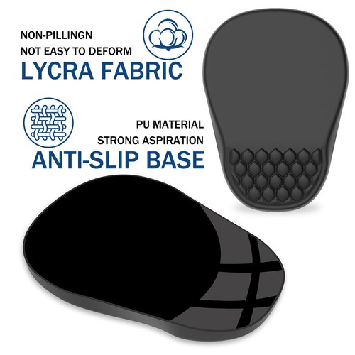 Ergonomic Mouse Pad Wrist Support, with Memory Foam & Non-Slip PU Base, Comfortable Massage Design Mouse Pad Relieve Wrist Fatigue&Pain, Suitable for Computer, Office and Home(01Black)
