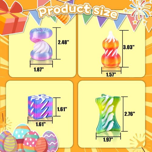 Skiennix 3D Printed Fidget Toys - Rainbow Gradient Spiral Cone & Gear Set | 8-Pack Sensory Stress Relief Gifts