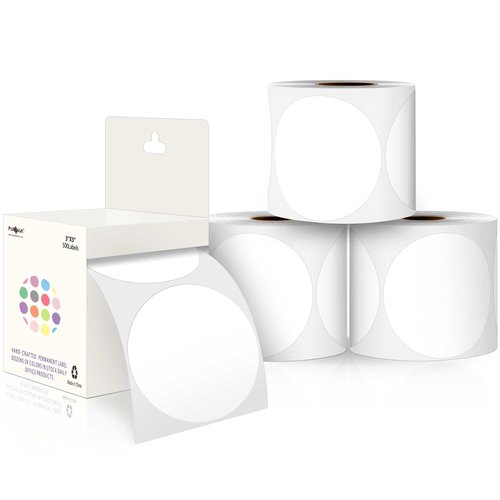 PARLAIM 3”Color Coding Labels Stickers,4Rolls/2000per Dispenser Box Round Adhesive Circle Dot Stickers for Inventory Office Home (White)