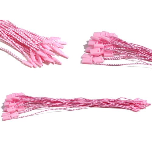 1000 PCS Hang Tag String Snap Lock Pin Loop Tie Fasteners,Polyester String Pink Hanging String Pink String Hang Tag String Fastener Hook Ties Easy and Fast to Attach