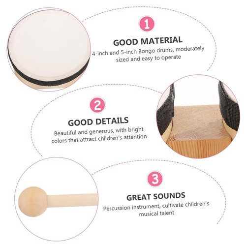 Colaxi Festival Bongo Drum Hand Drum with Stick Percussion Instrument Adults Bongos Tambourines for Parties Early Education Kids 2-4