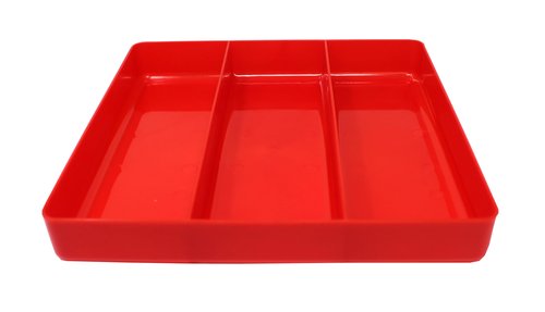 JSP Manufacturing Black & Red Stackable Lightweight 3 Compartment Organizer Tray Kit (1)