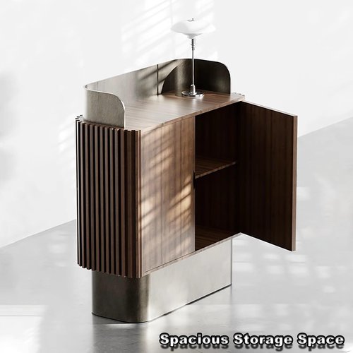 JCSRYD Office Reception Desk Counter, Stainless Steel Reception Room Table, Front Desk Furniture Nail Hair Beauty Salon Spa Restaurant(Brown)