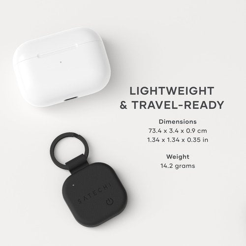 Satechi FindAll Keychain with Find My, Wireless Rechargeable, Location Tracker, Left-Behind Alerts, Loud Audible Chime, Works with iPhone, iPad, Mac – Black