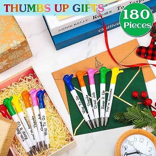 Woanger Inspirational Quotes Thumbs up Pens Thank You Gifts Bulk Employee Appreciation Motivational Ballpoint Pen for Appreciation Back to School Gift Student Teacher Nurse Coworker(180 Pieces)