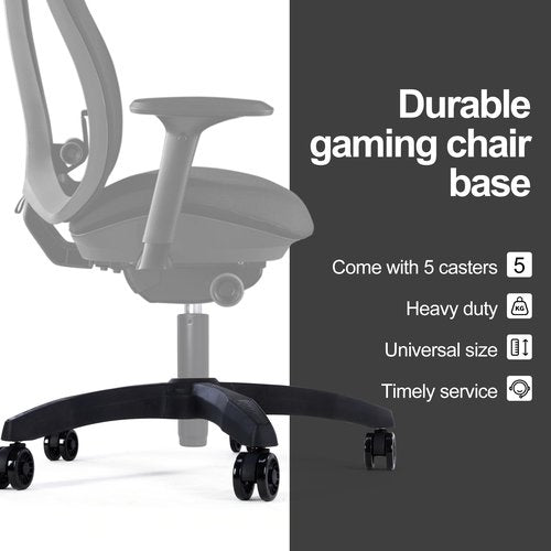 Frassie Gaming Chair Base Replacement with 5 Casters, Nylon Heavy Duty Desk Office Chair Wheel Base Part (Black)