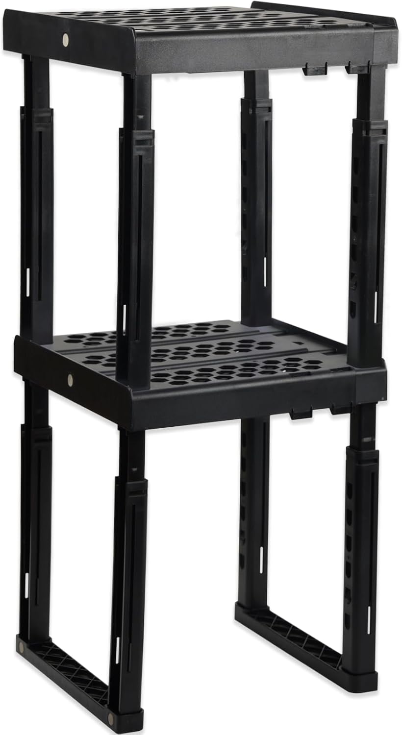 Svartur Adjustable Locker Shelf Organizer - Durable Expandable Storage for School Lockers | Black, Pack of 2