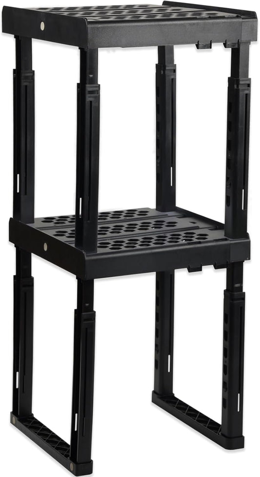 Svartur Adjustable Locker Shelf Organizer - Durable Expandable Storage for School Lockers | Black, Pack of 2