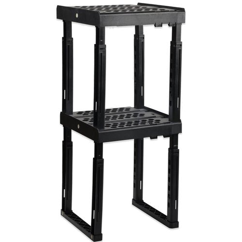 Svartur Adjustable Locker Shelf Organizer – Back to School Essentials Locker Organizer for Girls & Boys – Expandable Height & Width, Stackable, Durable– Fits Most Standard Lockers, Black, Pack of 2