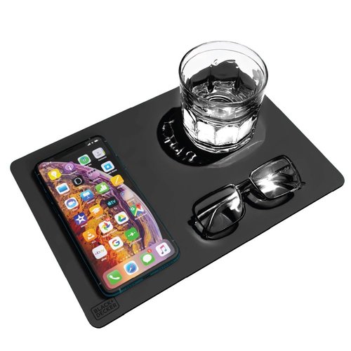 BLACK+DECKER Water-Resistant Nightstand Mat, 7.5" x 11" – Protects Nightstands from Liquids & Dirt, Travel-Ready, Stylish PU Leather Protector, Night Stand Covers, End Side Table Pad, Coffee Table Top