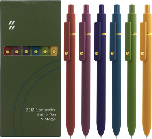 UIXJODO Gel Pens - 6 Pcs Fine Point Black Ink Pens for Smooth Writing | High-End Retractable Design