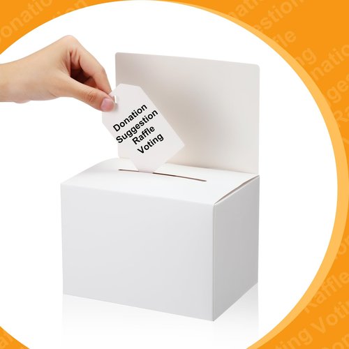 Seajan 100 Pcs Raffle Ballot Box with Slot Suggestion Ticket Donation Box for Fundraising Collecting Card Voting Contest, 6.5 x 4.5 x 4.5''(White)