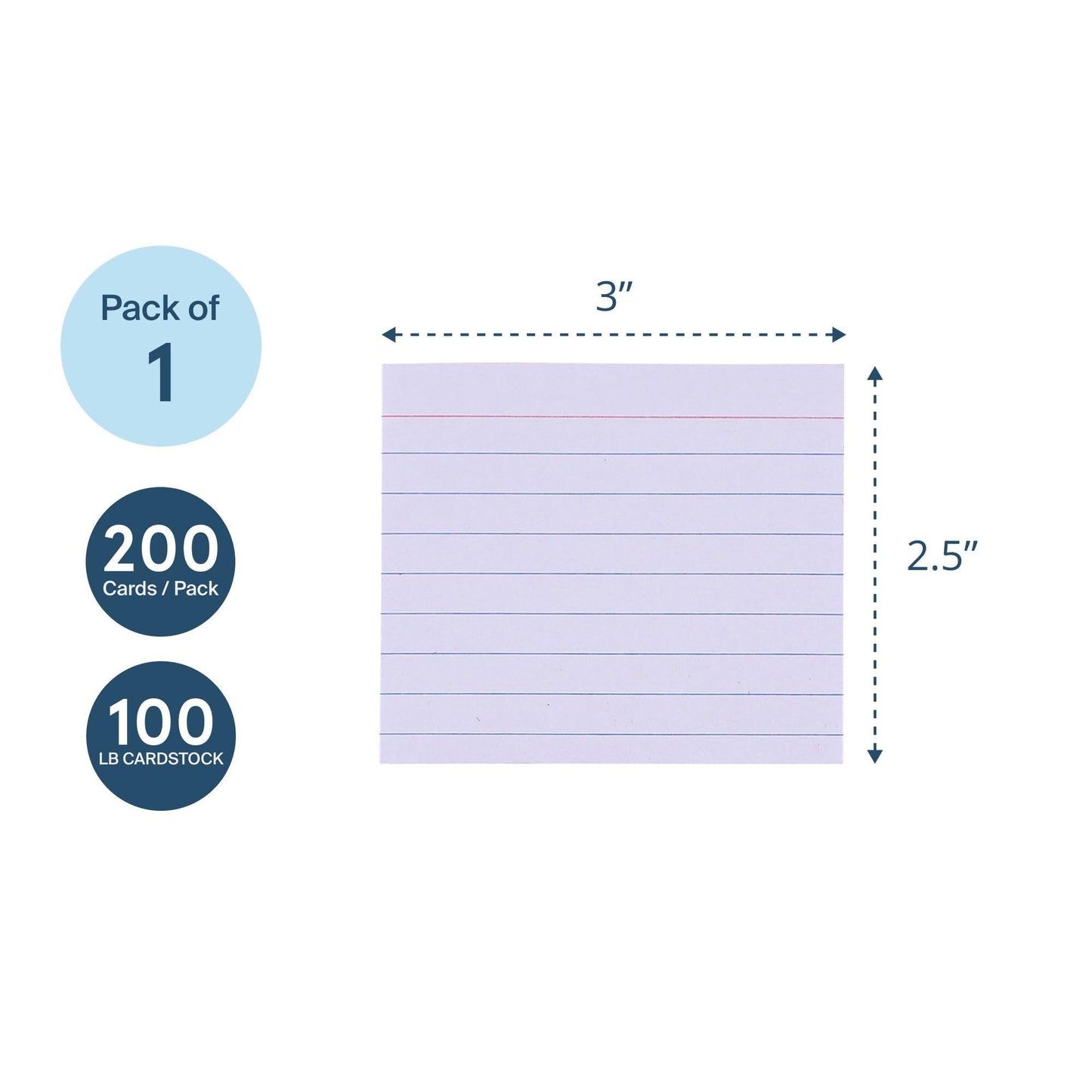 Roaring Spring Mini Index Cards 3"x2.5", 200 Count, 100# White Single Sided Ruled Paper, In Convent Tray Holder, Blank on Back (Pack of 1)
