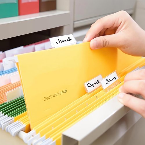 200 Pcs Hanging File Folder Tabs and 200 Pcs 2 Inch Inserts Labels, Plastic File Folder Tabs for Hanging Folders Files