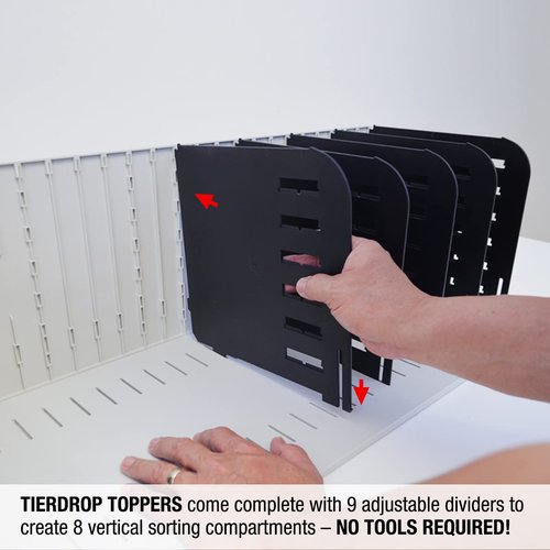 Ultimate Office TierDrop Topper Desktop Hanging Vertical File Organizer with 7 Vertical Sorting Slots and 9 Dividers Adjustable in 1 inch Increments