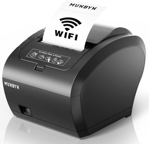 MUNBYN WiFi Receipt Printer with USB Port, 80mm POS Printer Works with Square Mac Windows Chromebook Linux Cash Drawer, ESC/POS (P047 WiFi), Do Not Support Clover Ubereats Shopify Bluetooth 5G WiFi