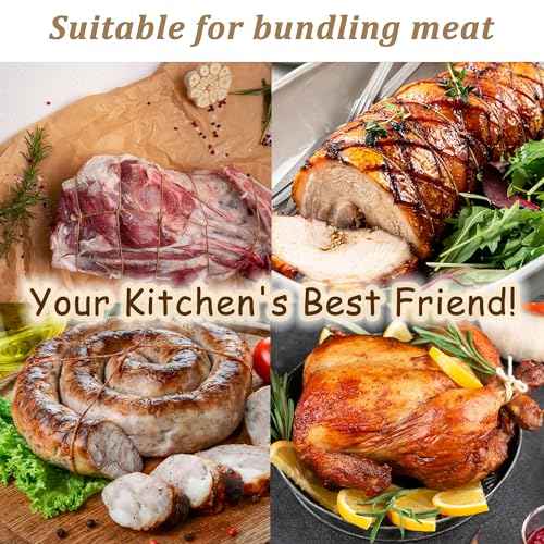 Butchers Twine for Cooking, Baking & Crafts - Food Safe Kitchen Twine for Tying Meat, Trussing Turkey, Roasting, Sausage Making - Strong Cotton Rope for Garden, Crafts & Packing, 328ft 2mm(Beige)