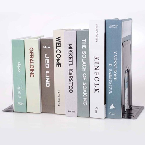8 Pairs 16 Pieces 8.3 x 5.1 x 6.5 Inch Metal Bookends, KINJOEK Heavy Duty Book Support with Anti Slip Pads for Books, Magazines, DVDs, Perfect for Home, Office, School, Library, Black