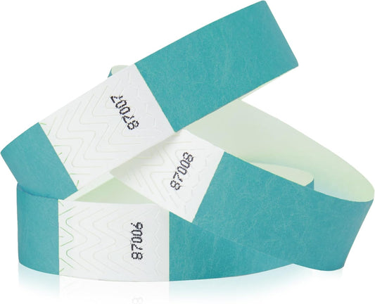 WristCo Caribbean Blue Tyvek Wristbands - Comfortable Tear-Resistant Paper Bracelets for Events | 500 Count