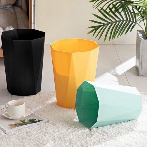 Regine Switzerland Bathroom Trash Can - 1.8 Gallon Small Waste Basket for Bedroom & Office | 2 Pack Blue & Black