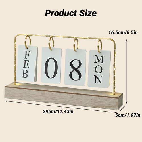 CLIPORE Flip Calendar for Desk, Wooden Perpetual Desk Calendar with Month Date Display, Desktop Calendar for Home Office Decor, Send Goods from Local Warehouse