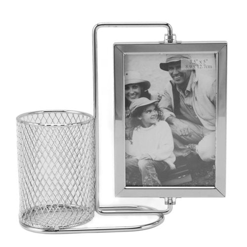 Atyhao Large Capacity Rotating Design Pen Holder Picture Frame with Multi Purpose for Office Desktops Home