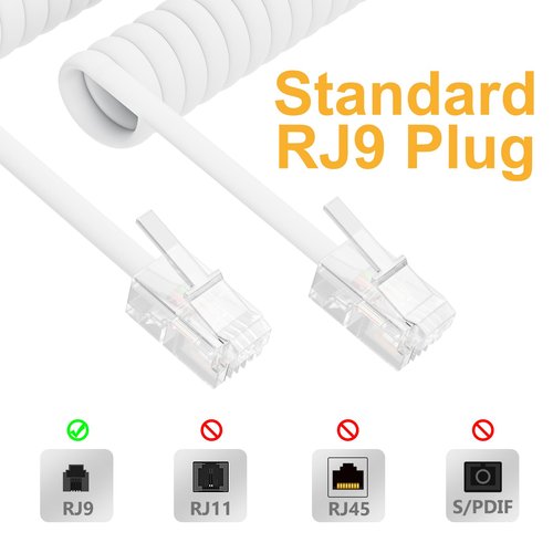 Uvital 1 Pack 25FT White Extra Long Phone Handset Cord(Coiled Length 3FT), Phone Cord for Landline, RJ9 Telephone Cords for Landline Phones