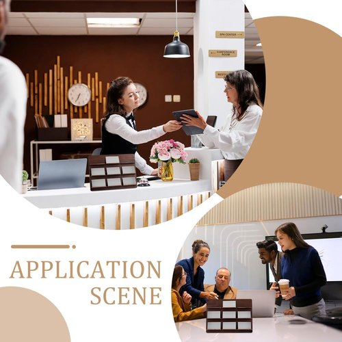UNICRAFTALE 3 Tier Wood Multiple Business Card Holder for Desk 9 Slot Modern Card Stand for Desktop Card Display Stand Holders Rectangle Professional Card Organizer for Office Home