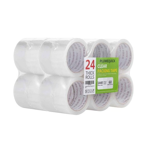 PLUMEQUICK Packing Tape Rolls, 1.88 in x 60 Yards, Total 1440 Yards, 24 Tape Rolls, for Shipping and Moving, Clear (24)
