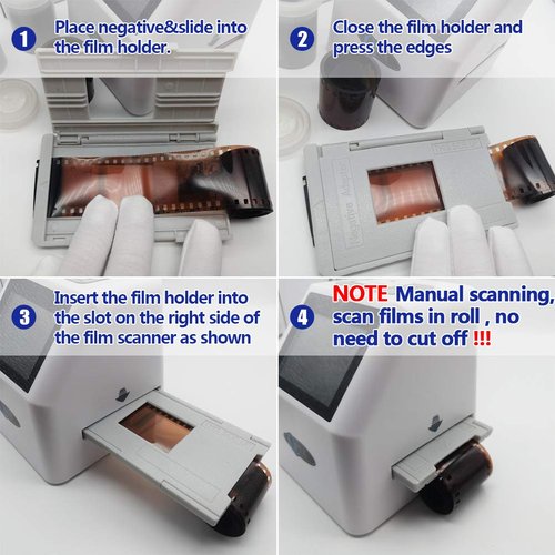 Film Negative Scanner 22 MP 110 135 126KPK Super 8 Negative Photo Scanner 35mm Slide Film Scanner Digital Converter High Resolution 22MP 2.4" LCD(White)