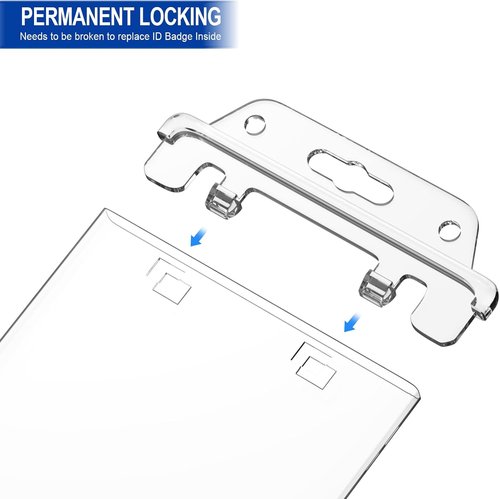 Fallen One Clear ID Badge Holder - Heavy Duty Vertical Design, Permanent Locking | 2 Pack
